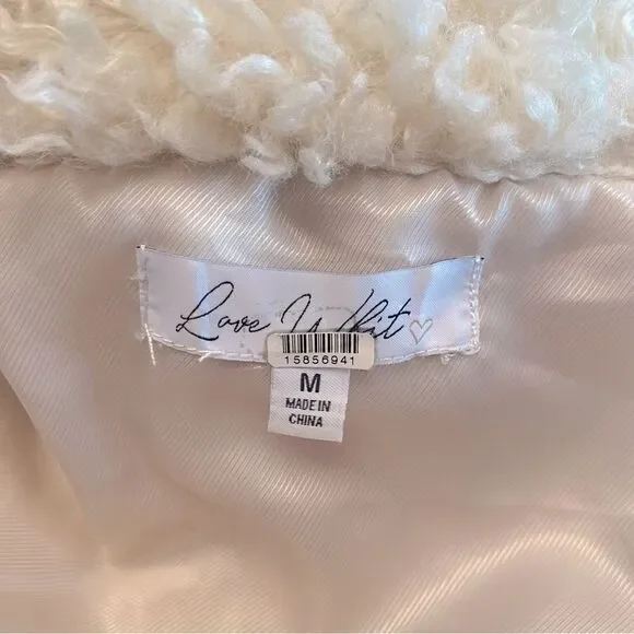 Love, Whit by Whitney Port Cream Sherpa Jacket Size Medium - Picture 10 of 11
